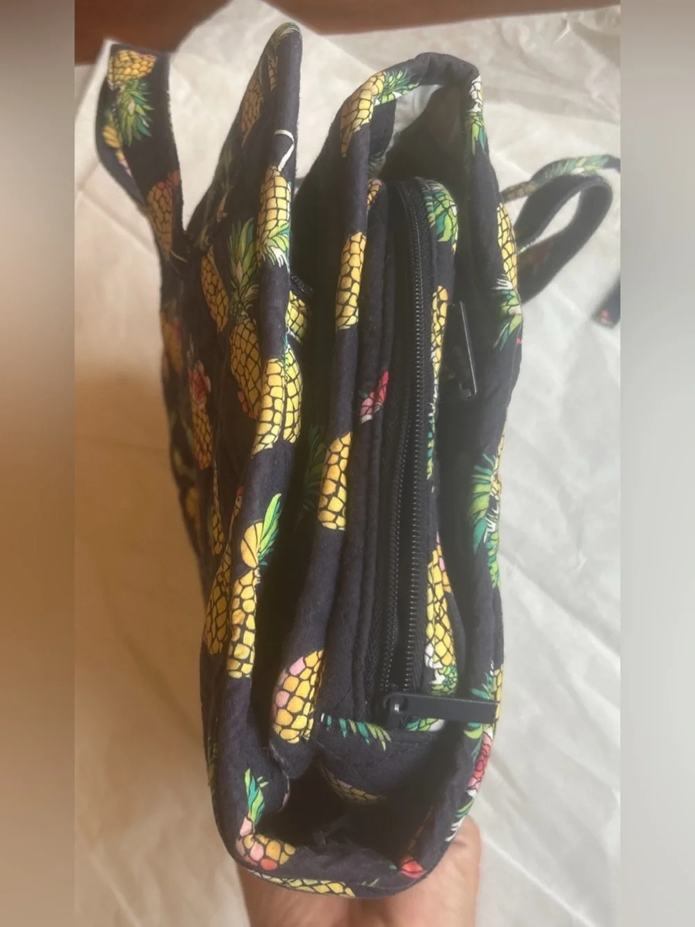 Vera Bradley quilted hanging travel organizer Toucan Party with pineapple print